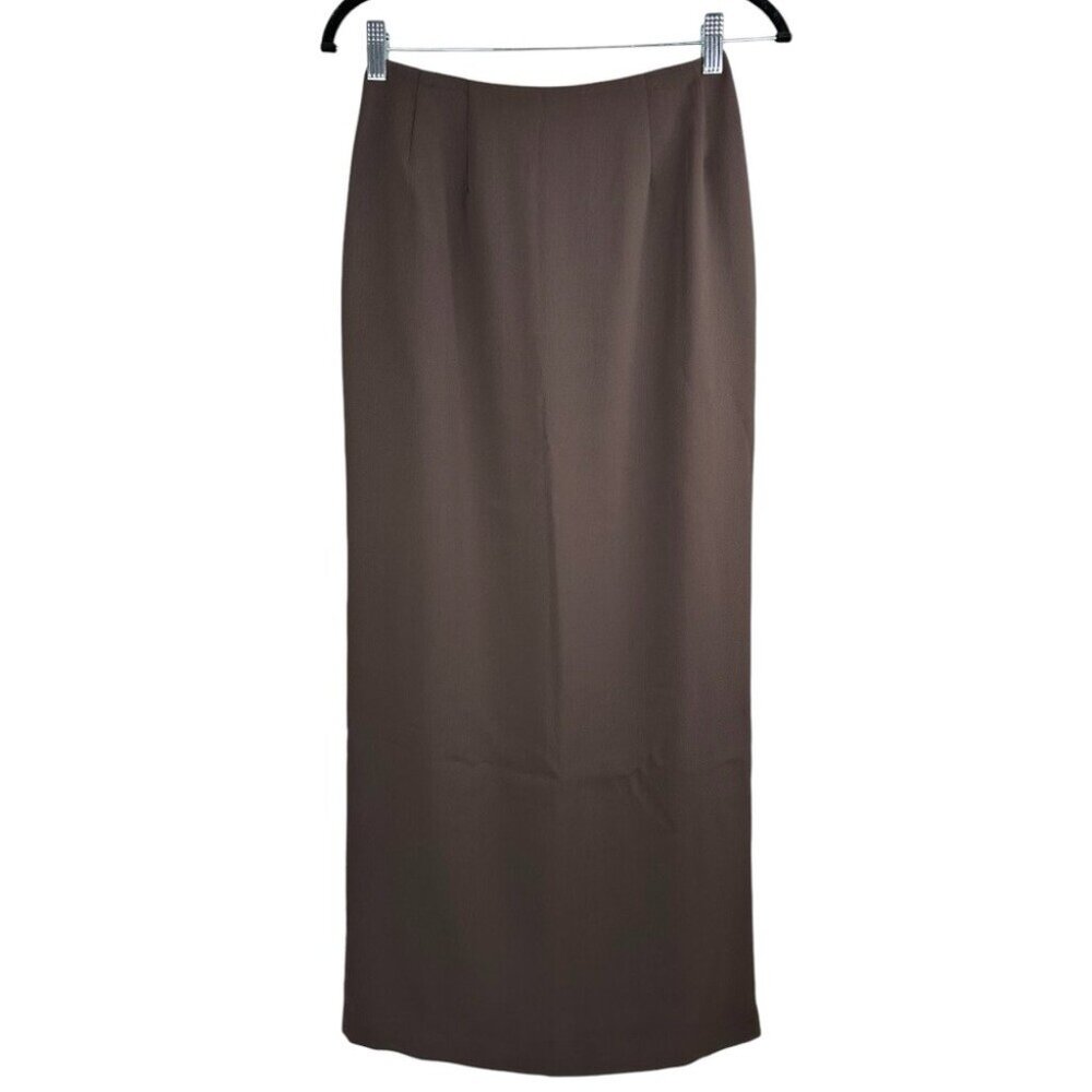 Yansi Fugel Women's NWT Brown Old Money Lined Designer Maxi Skirt 2/W26/L37.25